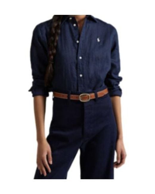 Polo Ralph Lauren Blue Logo Embroidered Curved Hem Polo Shirt