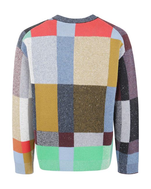 Paul Smith Multicolor Patchwork-Pattern Crew-Neck Sweater for men