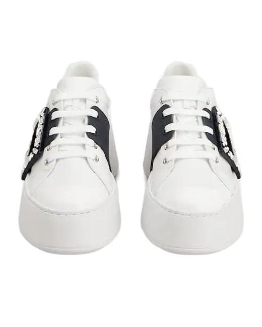 Roger Vivier White Viv' Skate Embellished Sneakers