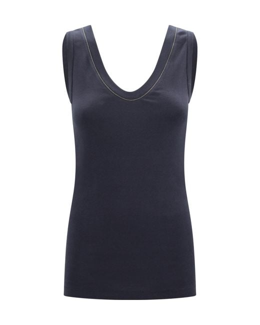 Brunello Cucinelli Black Sleeveless Tops