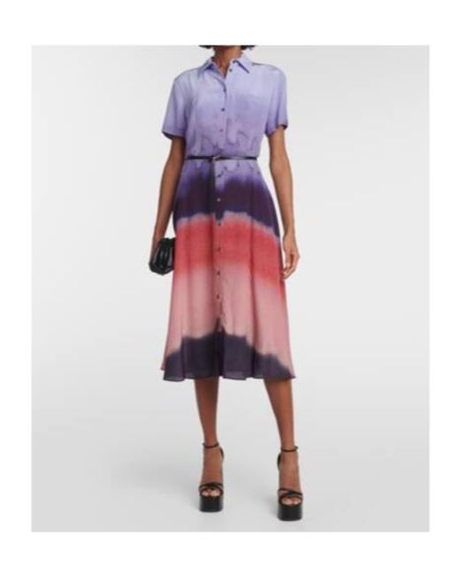 Altuzarra Purple Kiera Printed Silk Shirt Dress