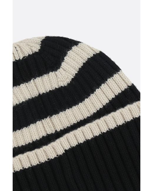 Totême Black Totême Stripe Detailed Knitted Beanie