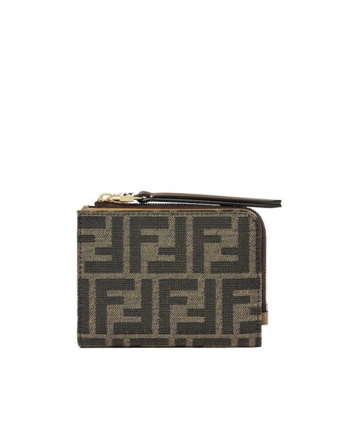 Fendi Gray Monogrammed Zipped Small Wallet