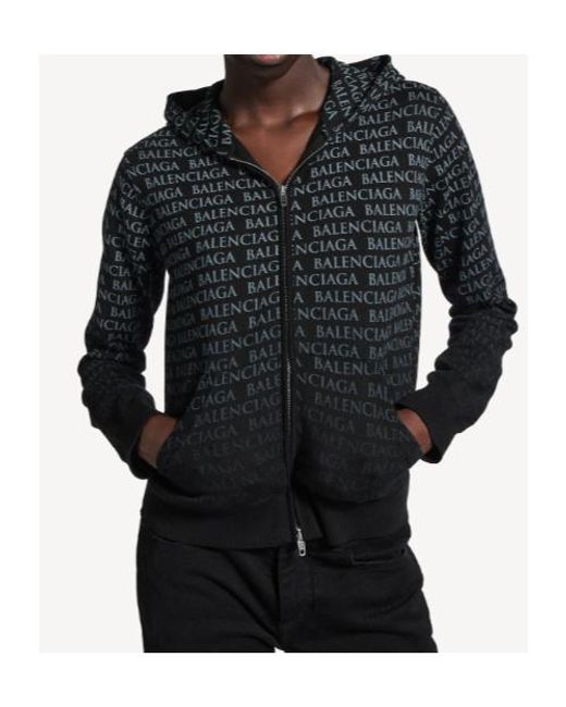 Balenciaga Black Logo Printed Zip-Up Jacket
