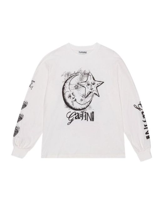 Ganni White Long Sleeve T-Shirt