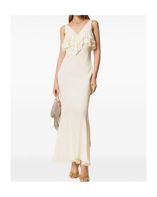 Twinset White Ruffled Maxi Dress