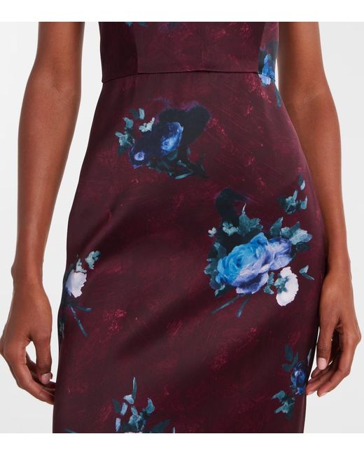Erdem Purple Floral Duchesse Cocktail Dress