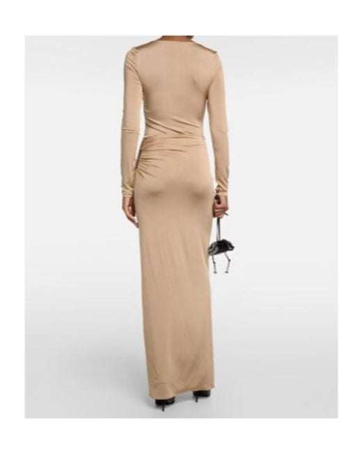 Magda Butrym Natural Ruched Mid-Rise Maxi Skirt