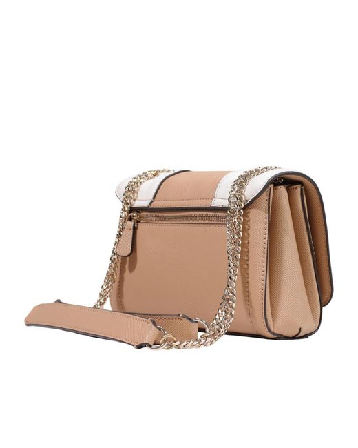 Guess White Noelle Saffiano Mini Crossbody
