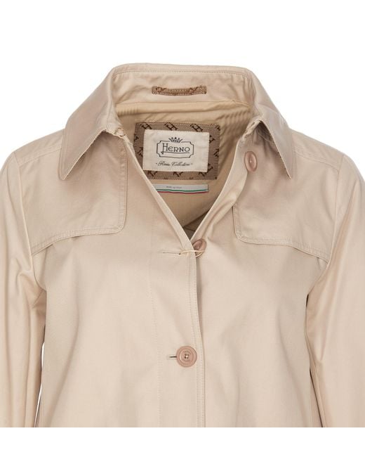 Herno Natural Long Sleeved Buttoned Trench Coat