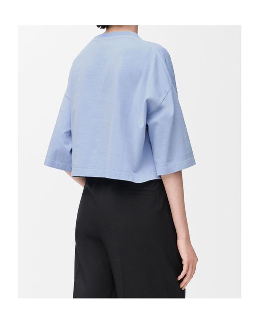 Loewe Blue Logo-Embroidered Cropped T-Shirt