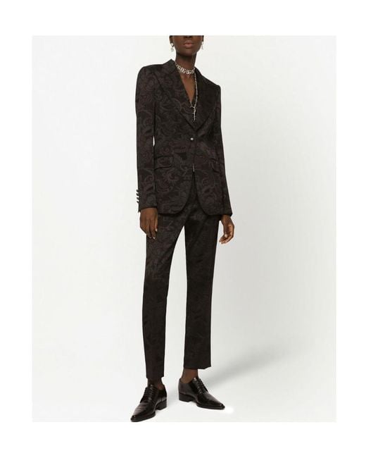 Dolce & Gabbana Black Turlington Ornamental Jacquard Single-Breasted Blazer