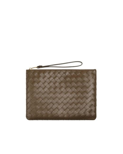 Bottega Veneta Brown Intrecciato Medium Flat Pouch