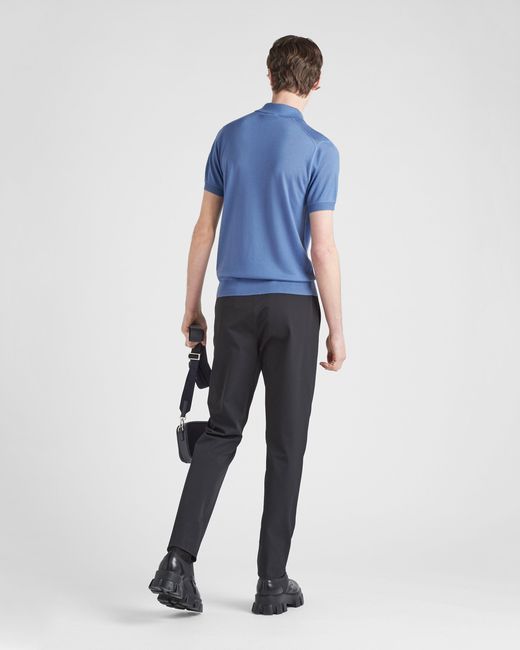 Prada Blue Cashmere Polo Shirt for men