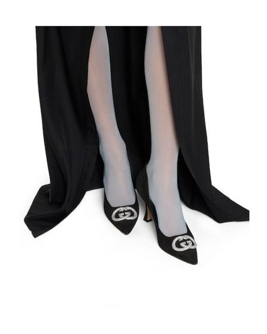 Gucci Black Crystal Interlocking-G Pumps