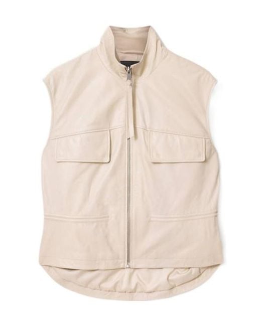 AllSaints Natural Flor High-Neck Sleeveless Waistcoat