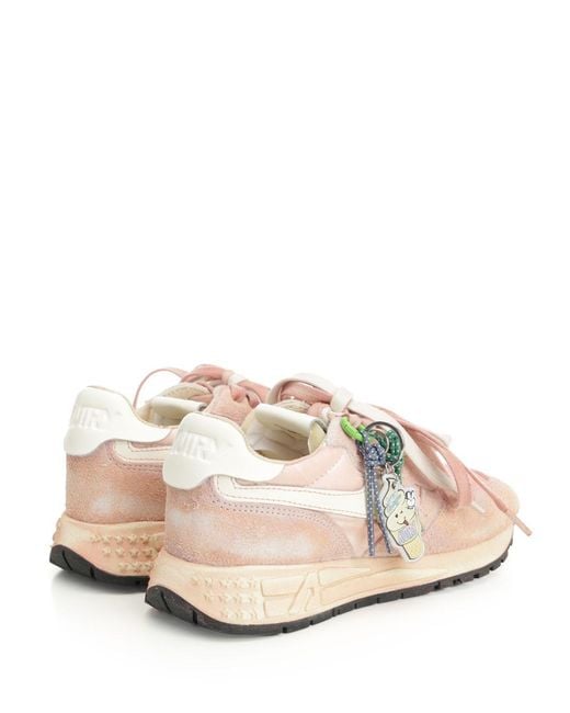 Autry Pink Reelwind Super Vintage Lace-Up Sneakers