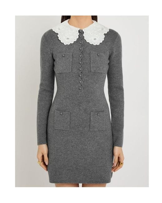 Self-Portrait Gray Knit Mini Dress