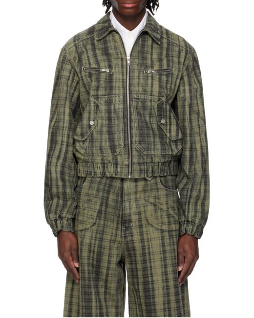 Egonlab Gray Lining Denim Bomber Jacket for men