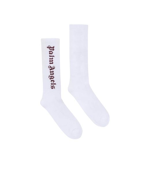 Palm Angels White Logo Intarsia Socks for men