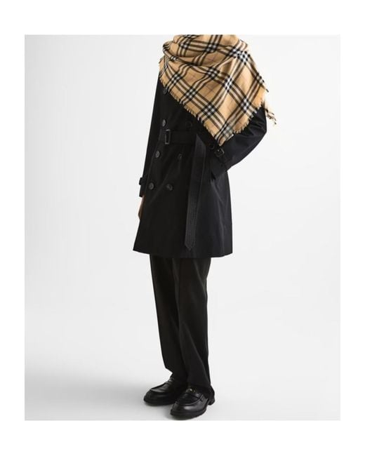 Burberry White Plaid Lightweight Scarf for men