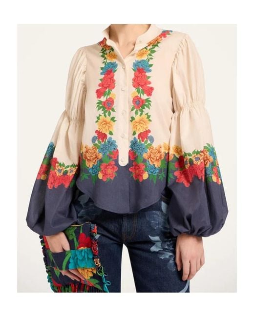 LaDoubleJ White Floral Placée Blouse