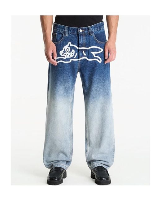 ICECREAM Blue Ombre Graphic Straight-Leg Jeans for men