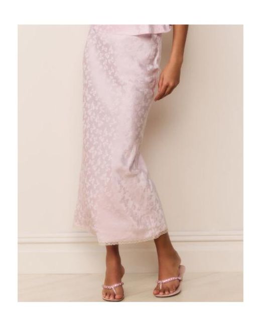 LoveShackFancy Pink Kalo Floral-Jacquard Skirt
