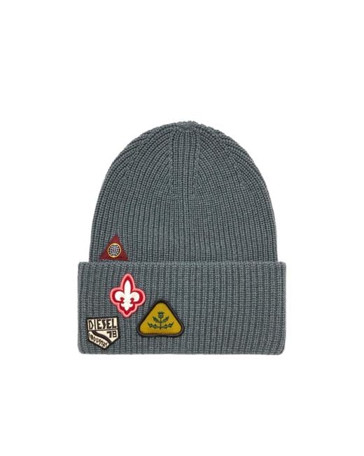 DIESEL Gray K-Pha Ribbed-Knit Beanie Hat for men