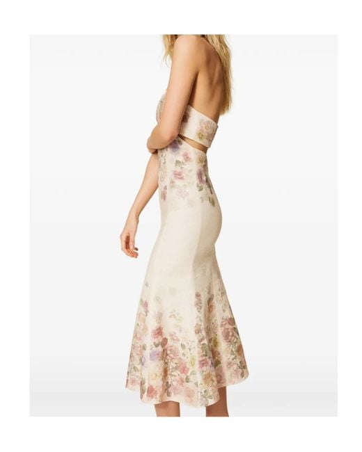 Twinset Natural Floral Halterneck Long Dress