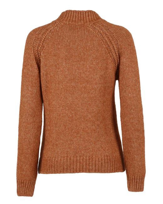 K-Way Brown Terry Mock-Neck Jumper