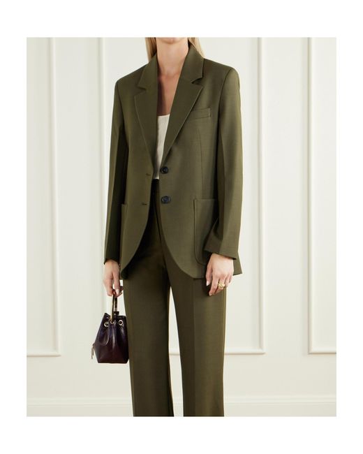 Victoria Beckham Green Katherine Single-Breasted Blazer