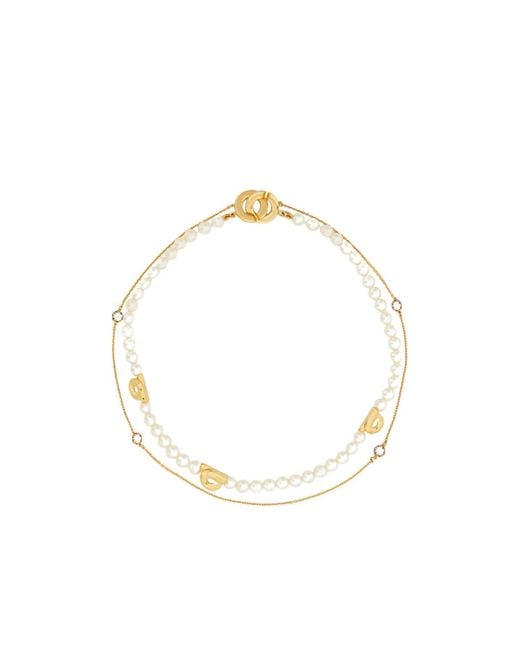 Ferragamo Metallic Ferragamo Double Strand Embellished Necklace