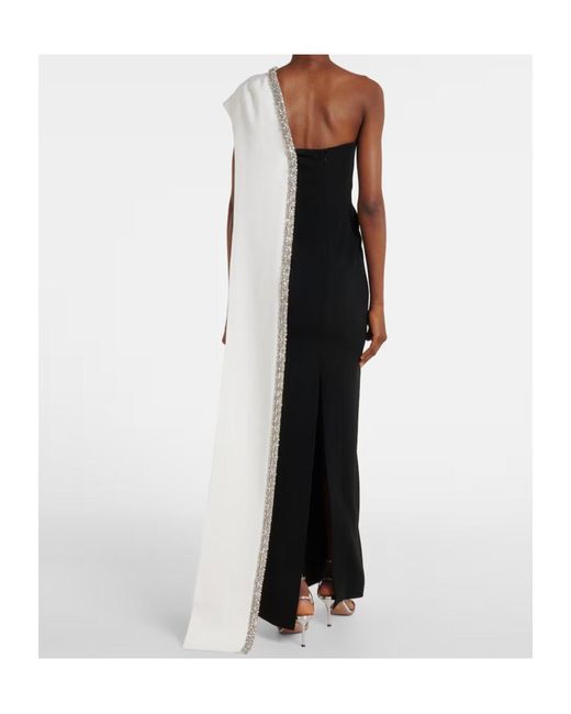 Roland Mouret Black Caped Embellished Satin Crêpe Gown