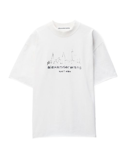 Alexander Wang White Logo-Printed Oversized T-Shirt for men