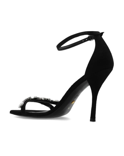 Stuart Weitzman Black Open-Toed High-Heeled Sandals