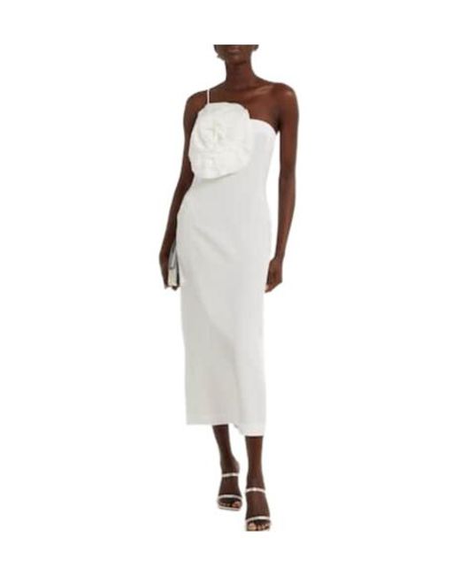 Blumarine White Floral Embroidered Midi Dress