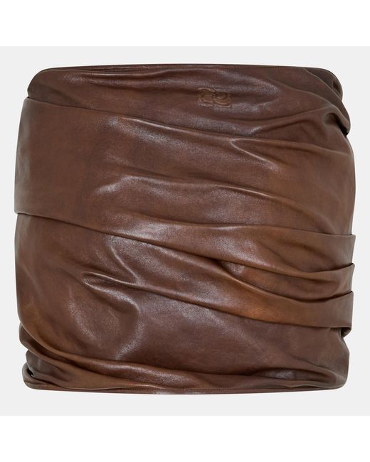 Magda Butrym Brown Slim-Fit Pleated Midi Skirt