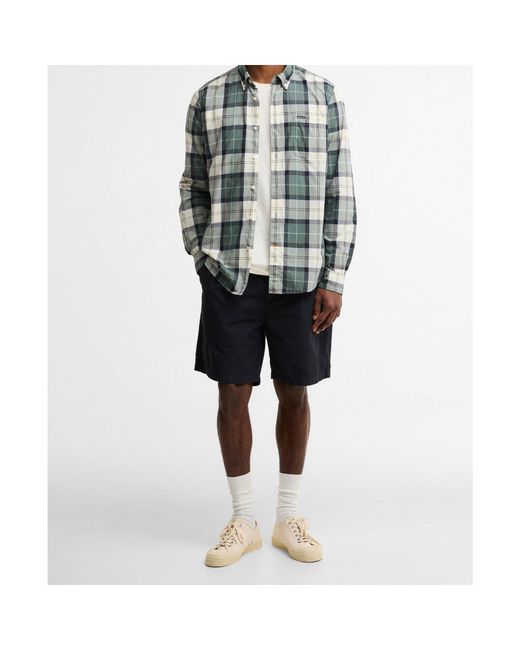 Barbour Gray Long-Sleeved Plaid Shirt for men