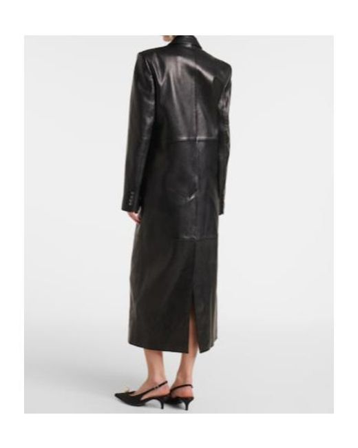 Magda Butrym Black Double-Breasted Leather Coat