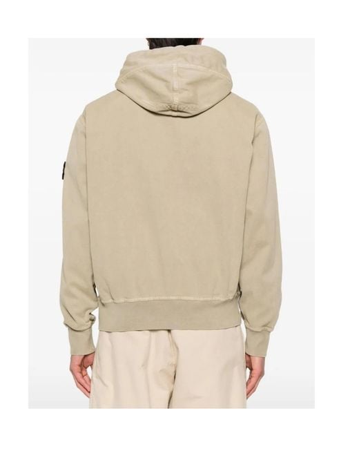 Stone Island Natural Oversized Fit Hooded Zip-Up Sweatshirt for men