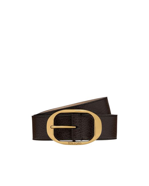 Tom Ford White Oval-Buckle Textured Belt for men