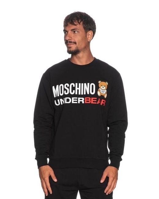 Moschino Black Underbear Printed Sweater for men