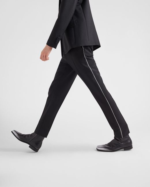 Prada Blue Stripe-Detailed Tailored Trousers for men