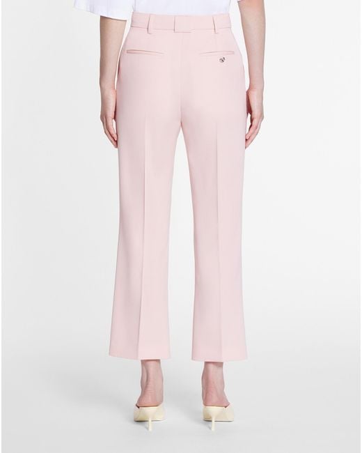 Lanvin Pink Pleated-Detail Flared Cropped Trousers