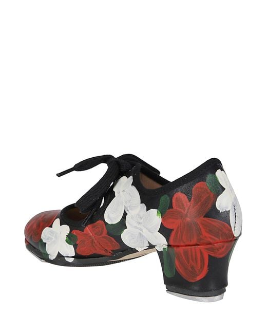 Comme des Garçons Brown Comme Des Garçons Floral Lace-Up Flat Pumps