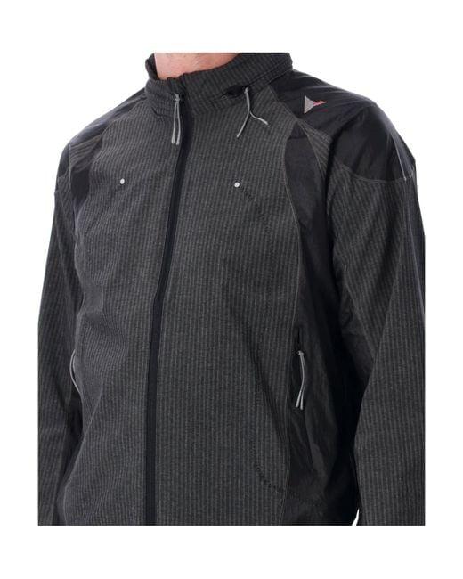 Roa Black Numb Pinstriped Hooded Jacket for men