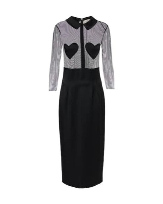 Blumarine Black Mesh And Satin Midi Dress