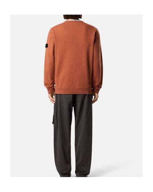 Stone Island Orange Regular-Fit Crewneck Sweatshirt With Ribbed Inserts for men