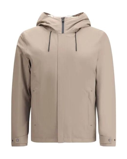 Woolrich Natural Hooded Quilted Jacket for men